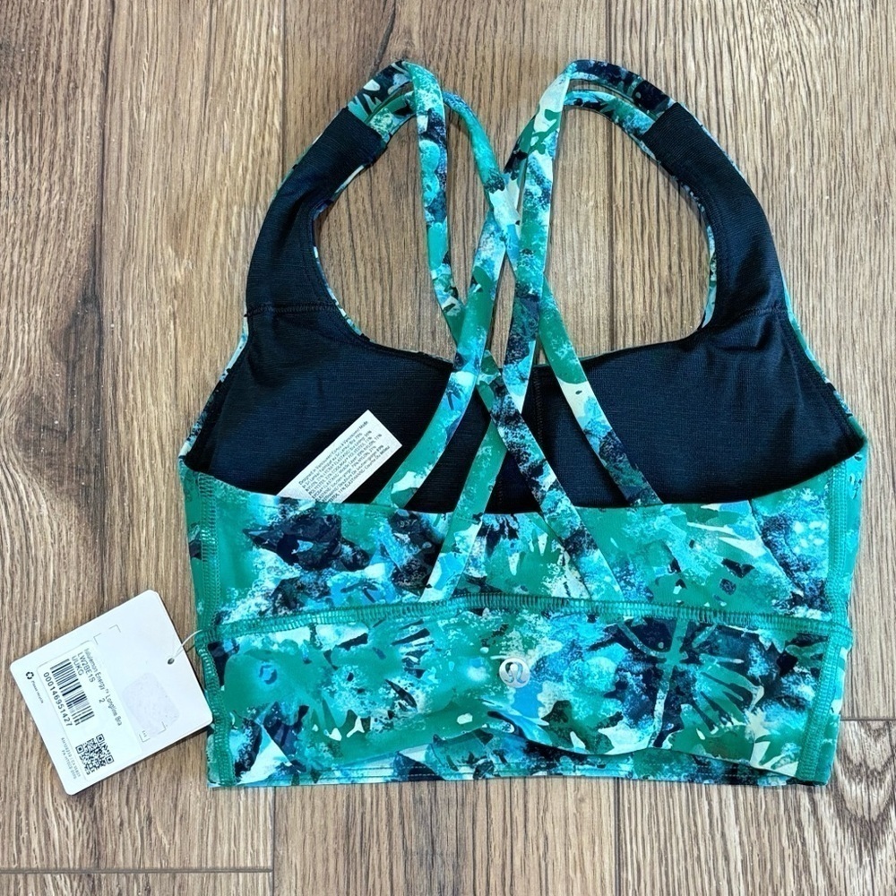 NWT Lululemon Energy Longline Bra Size 2 In Urban Undergrowth Kelly Green Multi - Picture 2 of 6